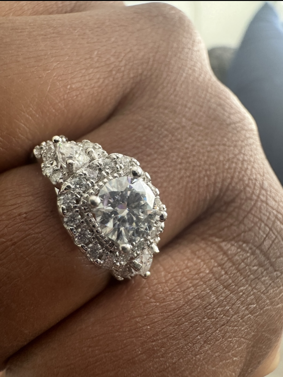 Stunning Halo Moissanite Engagement Ring