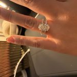 4.1 carat Oval Pavé 1.8mm U-prong pavé bands and an invisible halo