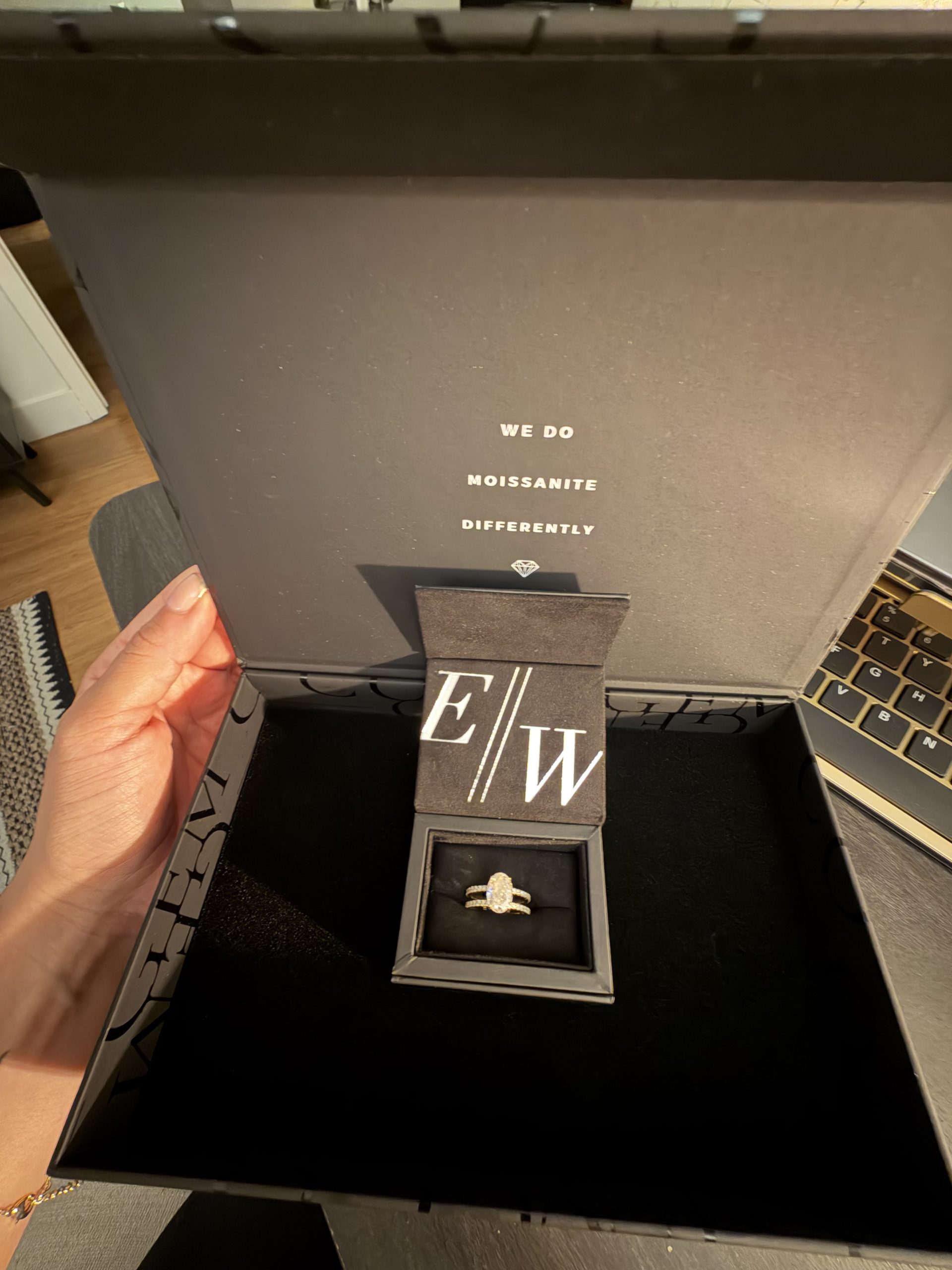 4.1 carat Oval Pavé 1.8mm U-prong pavé bands and an invisible halo