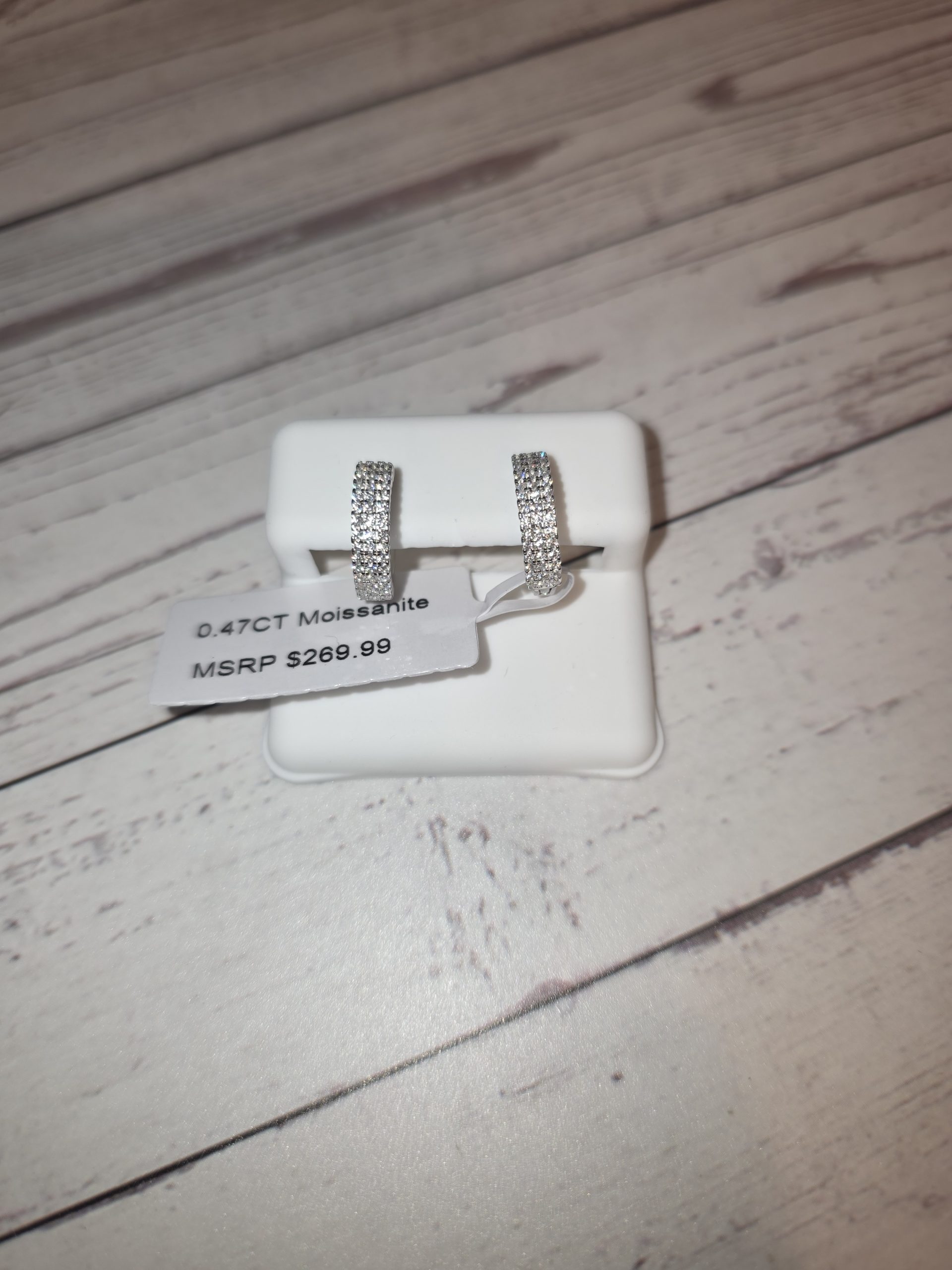 Silver and Moissanite Huggie Earrings