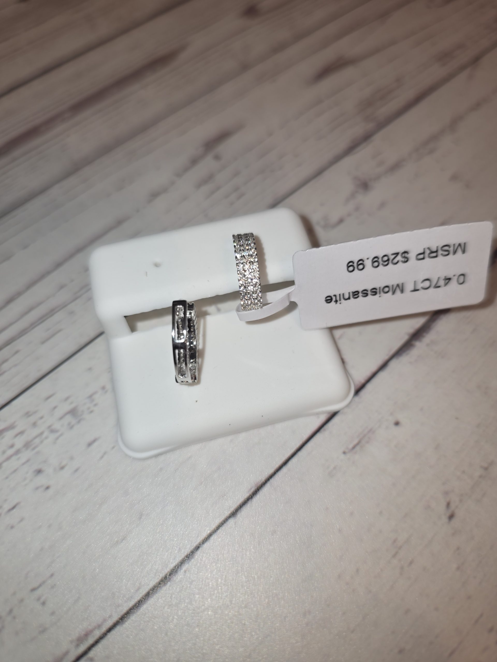 Silver and Moissanite Huggie Earrings