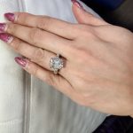 8ct Old Mine Cut Moissanite three stone ring in sterling silver