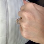 8ct Old Mine Cut Moissanite three stone ring in sterling silver