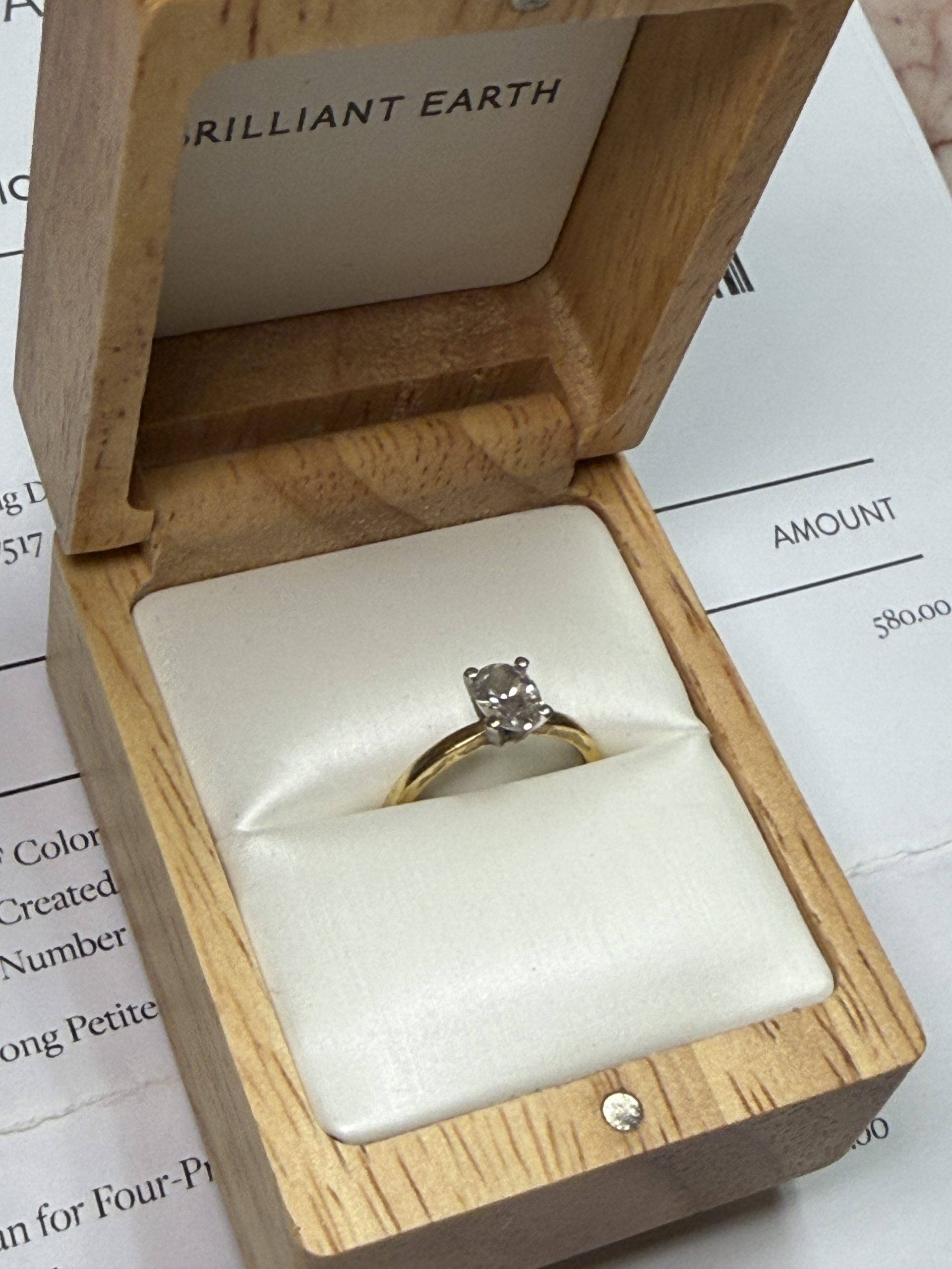 0.62ct Oval Lab Diamond Engagement Ring – IGI Certified – 18K White Gold Solitaire – Size 6.5