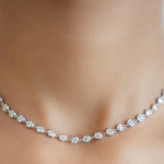 Sterling silver 14″ bezel tennis necklace with 3mm moissanites
