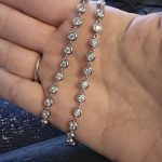 Sterling silver 14″ bezel tennis necklace with 3mm moissanites