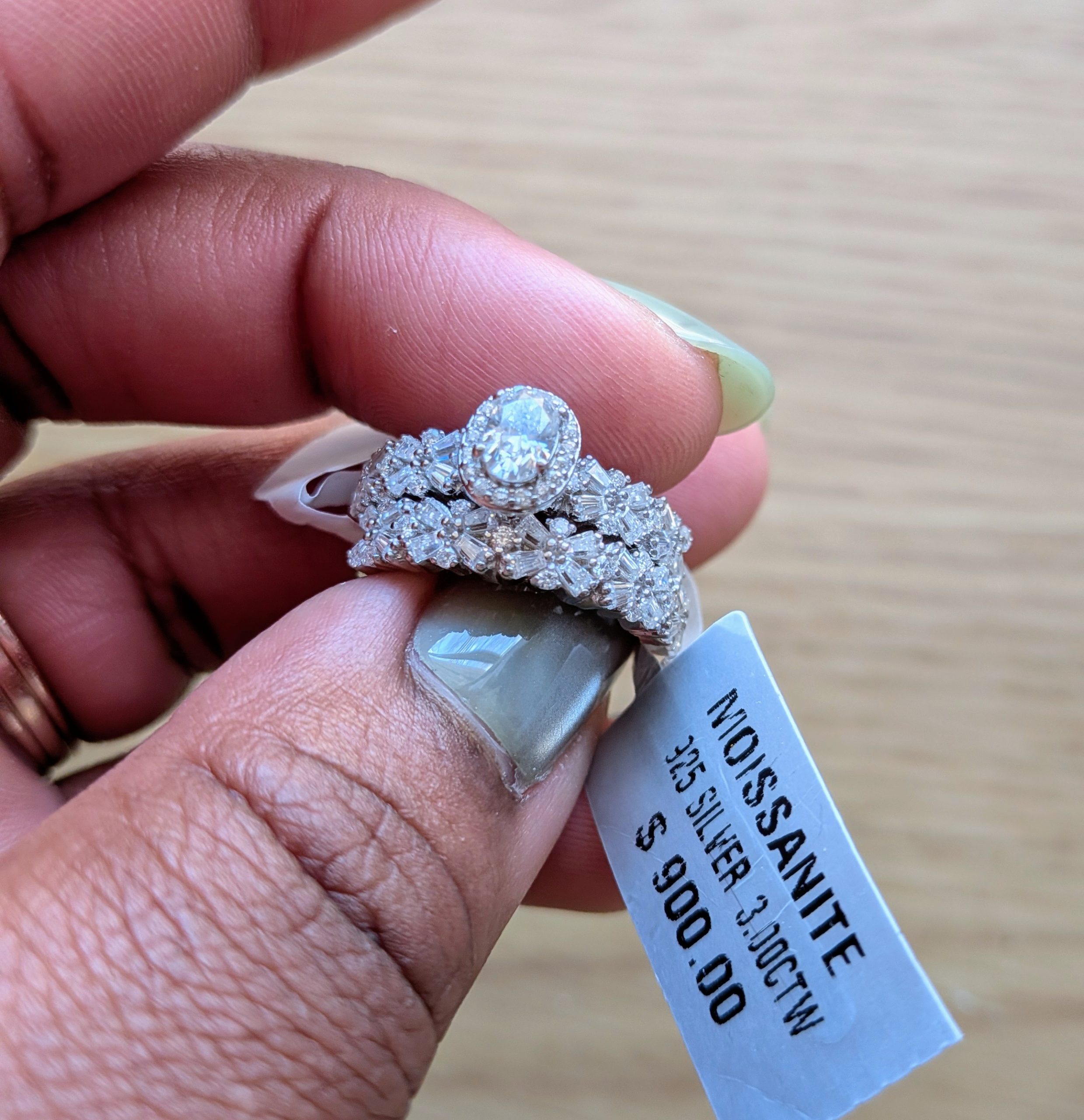 3 ct Moissanite Engagement ring and Wedding band set