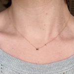 0.12ct 2 natural black diamond 14k yellow necklace 16”