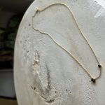 0.12ct 2 natural black diamond 14k yellow necklace 16”