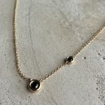 0.12ct 2 natural black diamond 14k yellow necklace 16”