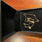 0.12ct 2 natural black diamond 14k yellow necklace 16”