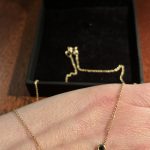 0.12ct 2 natural black diamond 14k yellow necklace 16”